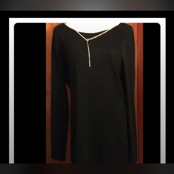 NWOT! MICHAEL KORS BLACK SPARKLE TOP WITH ACCESSORY - Picture 6 of 10